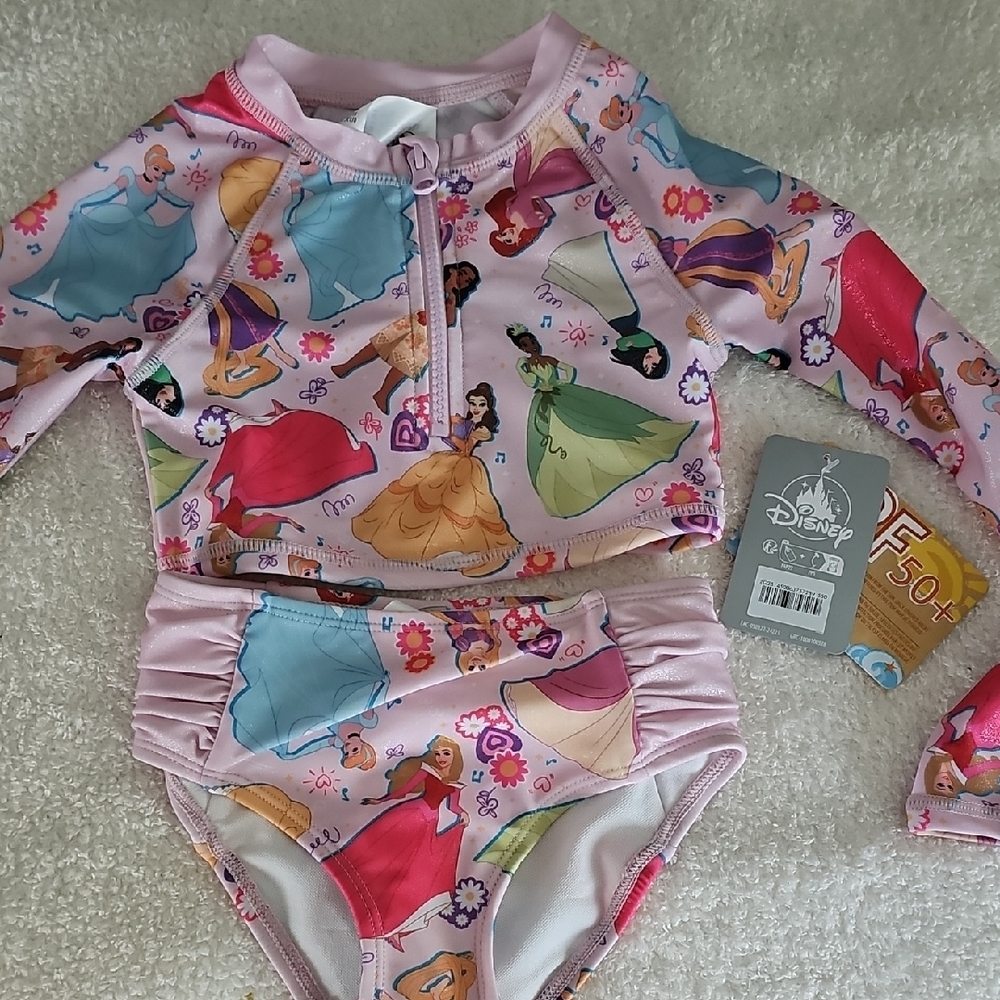 Disney Pink Rashguard Swim Set